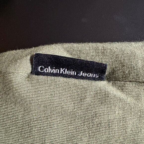 Calvin Klein Top Womens Size Large Olive Green Long Sleeve Ruched Shoulder - Picture 6 of 10